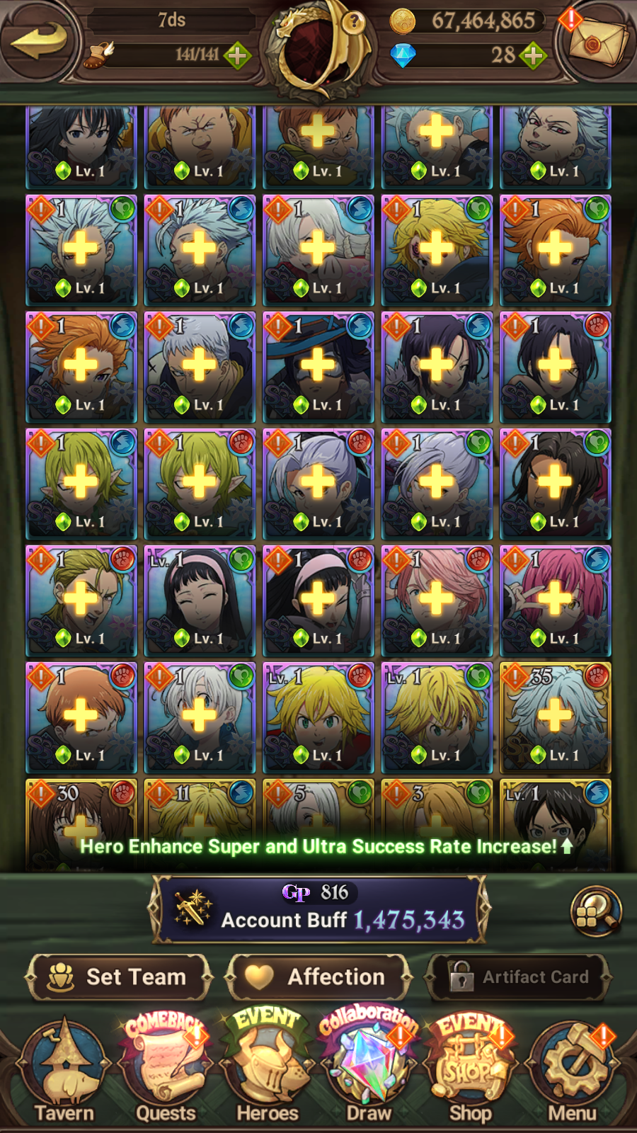 [GLOBAL] 6/6 Purgatory 6/6 Elizabeth++ 7DS Seven Deadly Sins: Grand Cross Resource Starter Account-Mobile Games Starter