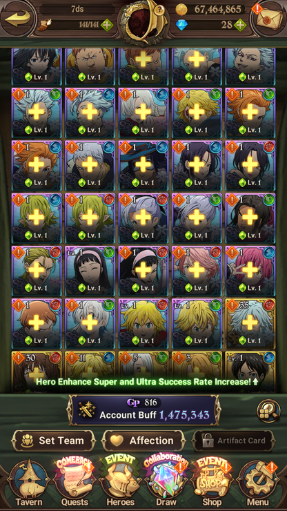 [GLOBAL] 6/6 Purgatory 6/6 Elizabeth++ 7DS Seven Deadly Sins: Grand Cross Resource Starter Account-Mobile Games Starter