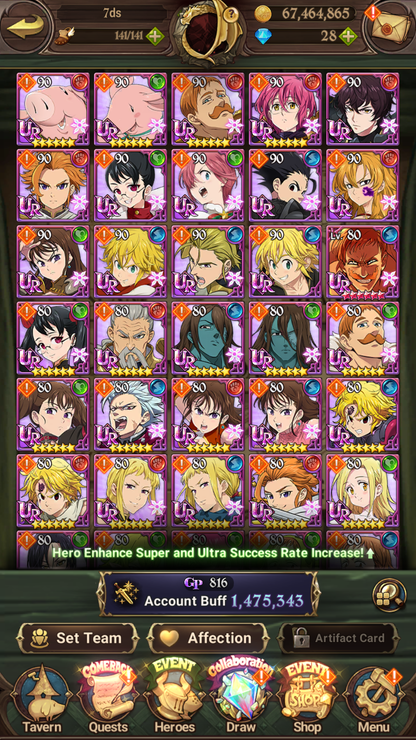 [GLOBAL] 6/6 Purgatory 6/6 Elizabeth++ 7DS Seven Deadly Sins: Grand Cross Resource Starter Account-Mobile Games Starter
