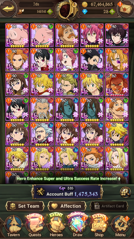 [GLOBAL] 6/6 Purgatory 6/6 Elizabeth++ 7DS Seven Deadly Sins: Grand Cross Resource Starter Account-Mobile Games Starter