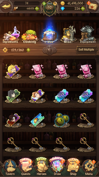 [GLOBAL] 6/6 Shield Hero Naofumi Raphtalia Filo + 4/6 Ultimate Escanor++ 7DS Seven Deadly Sins: Grand Cross Resource Starter Account-Mobile Games Starter