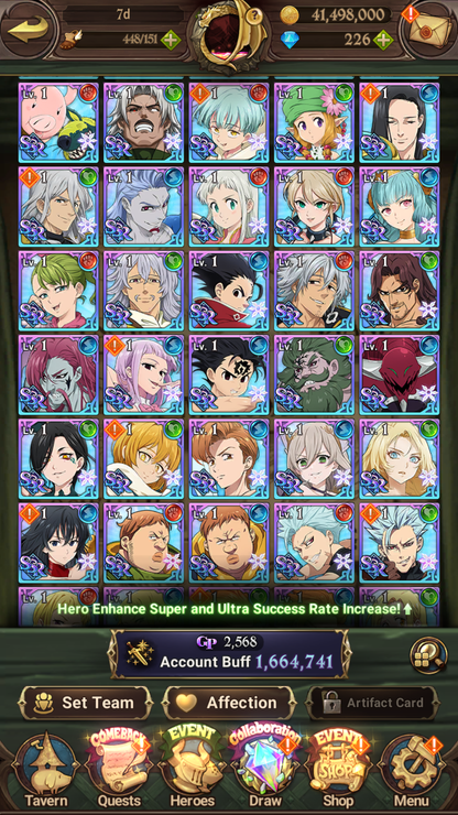 [GLOBAL] 6/6 Shield Hero Naofumi Raphtalia Filo + 4/6 Ultimate Escanor++ 7DS Seven Deadly Sins: Grand Cross Resource Starter Account-Mobile Games Starter