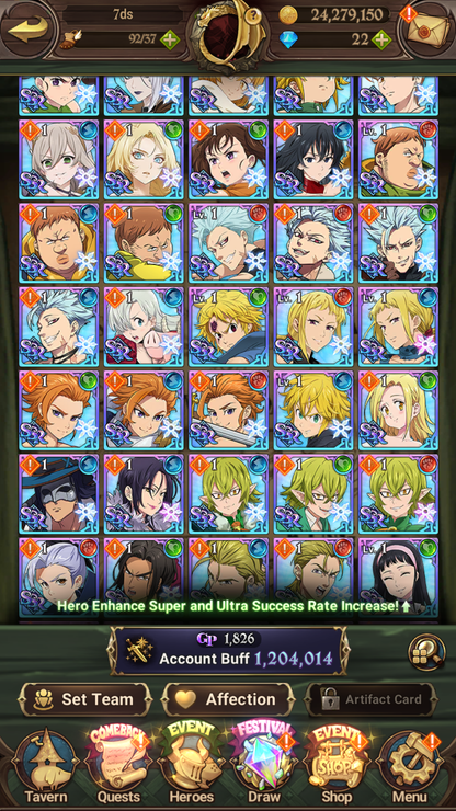 [GLOBAL] 6/6 Shield Hero Naofumi Raphtalia Filo + Ultimate Escanor++ 7DS Seven Deadly Sins: Grand Cross Resource Starter Account-Mobile Games Starter