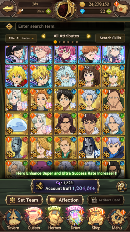 [GLOBAL] 6/6 Shield Hero Naofumi Raphtalia Filo + Ultimate Escanor++ 7DS Seven Deadly Sins: Grand Cross Resource Starter Account-Mobile Games Starter