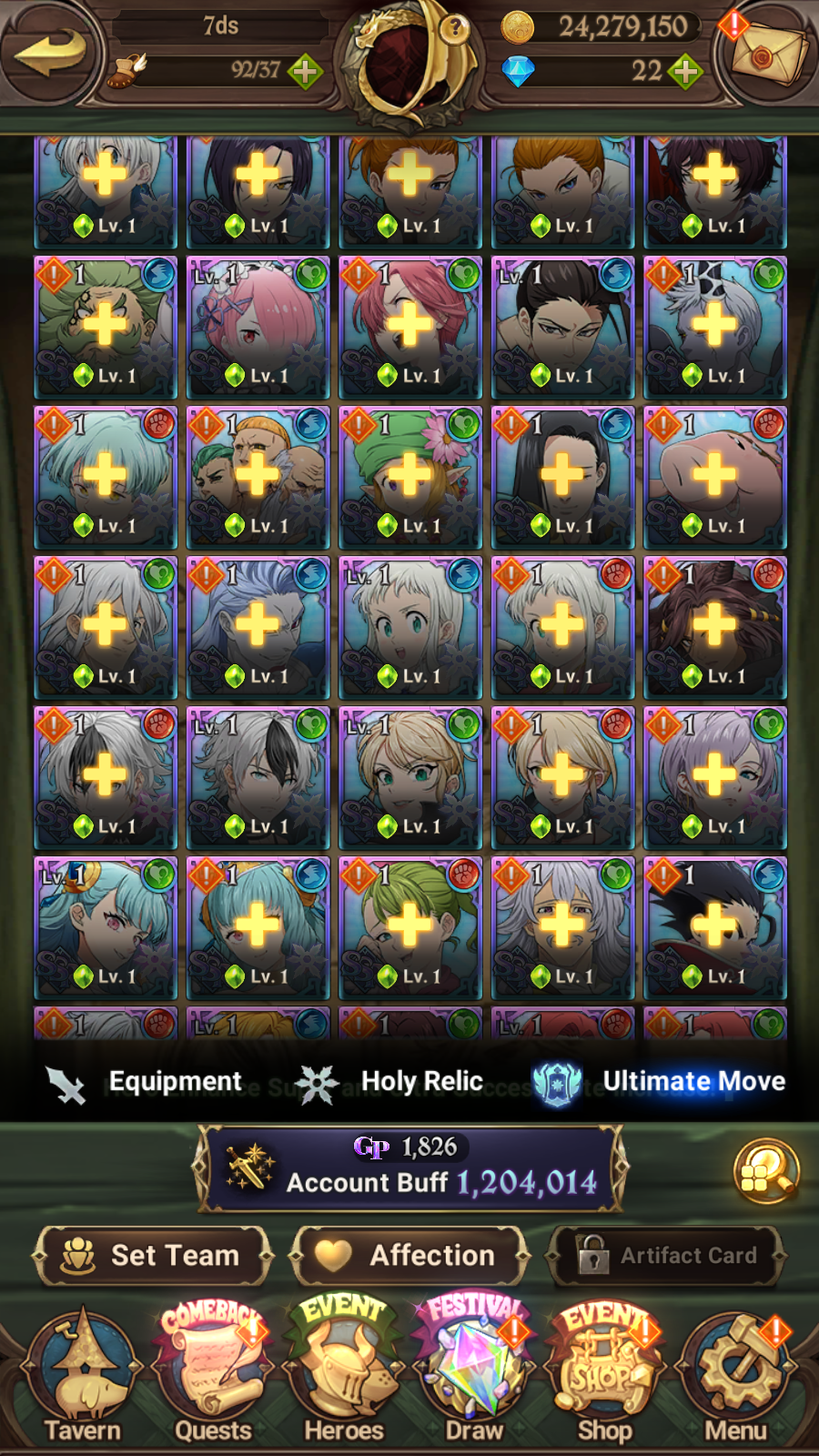 [GLOBAL] 6/6 Shield Hero Naofumi Raphtalia Filo + Ultimate Escanor++ 7DS Seven Deadly Sins: Grand Cross Resource Starter Account-Mobile Games Starter