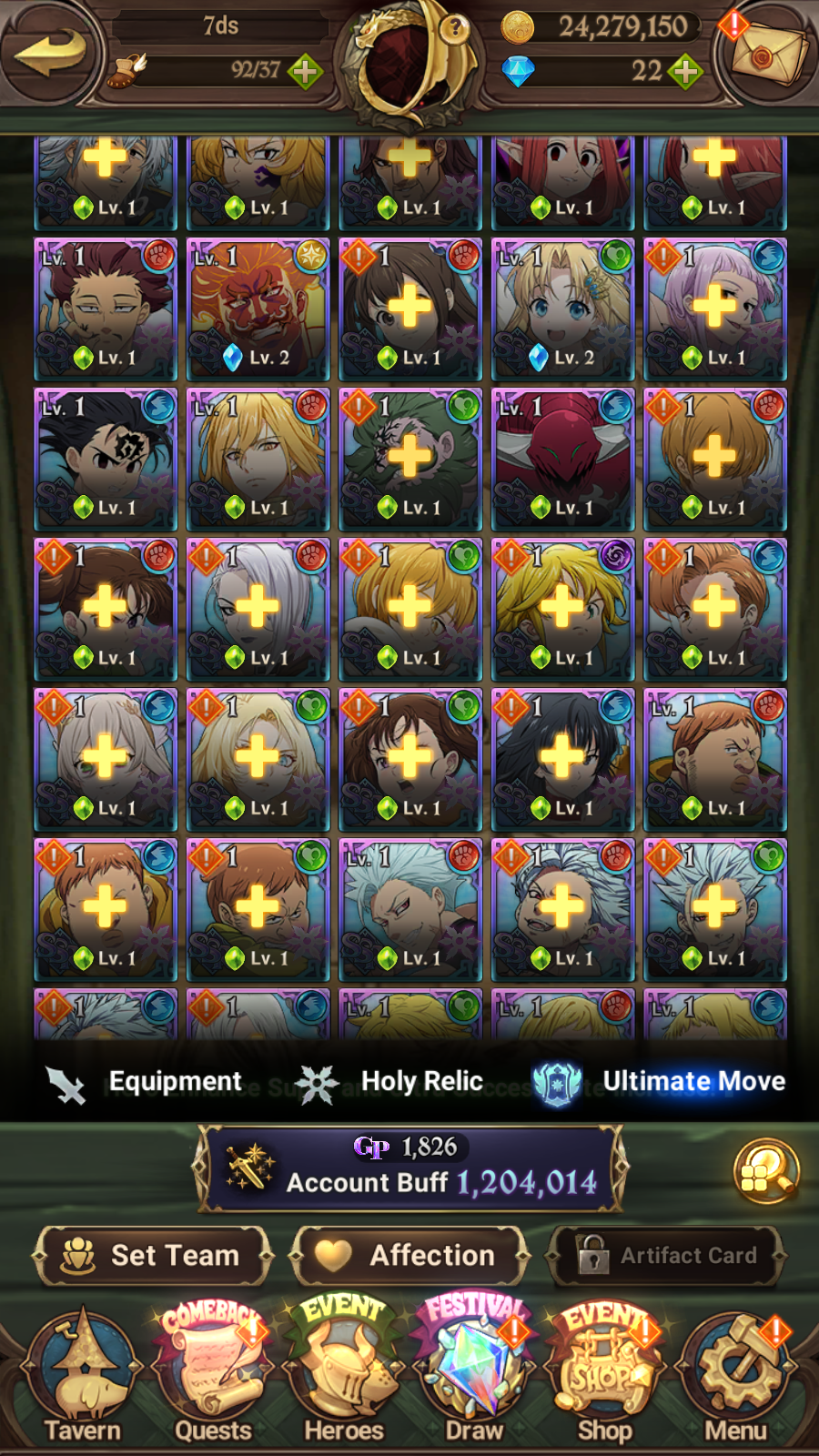 [GLOBAL] 6/6 Shield Hero Naofumi Raphtalia Filo + Ultimate Escanor++ 7DS Seven Deadly Sins: Grand Cross Resource Starter Account-Mobile Games Starter