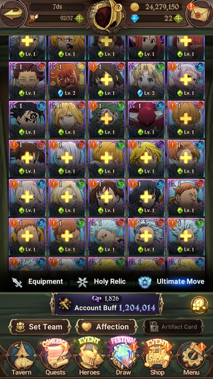 [GLOBAL] 6/6 Shield Hero Naofumi Raphtalia Filo + Ultimate Escanor++ 7DS Seven Deadly Sins: Grand Cross Resource Starter Account-Mobile Games Starter