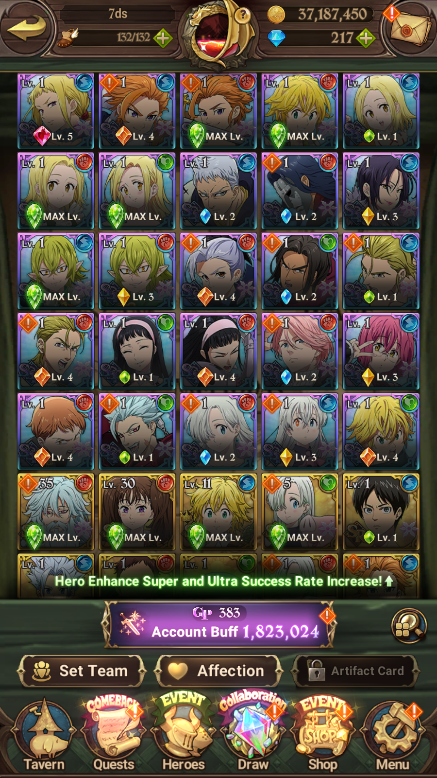 [GLOBAL] 6/6 Transcendent Ban 4/6 Purgatory 6/6 Traitor Meliodas 5/6 Ultimate Escanor Elizabeth++ 7DS Seven Deadly Sins: Grand Cross Resource Starter Account-Mobile Games Starter