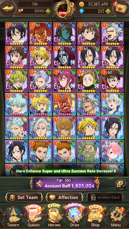 [GLOBAL] 6/6 Transcendent Ban 4/6 Purgatory 6/6 Traitor Meliodas 5/6 Ultimate Escanor Elizabeth++ 7DS Seven Deadly Sins: Grand Cross Resource Starter Account-Mobile Games Starter