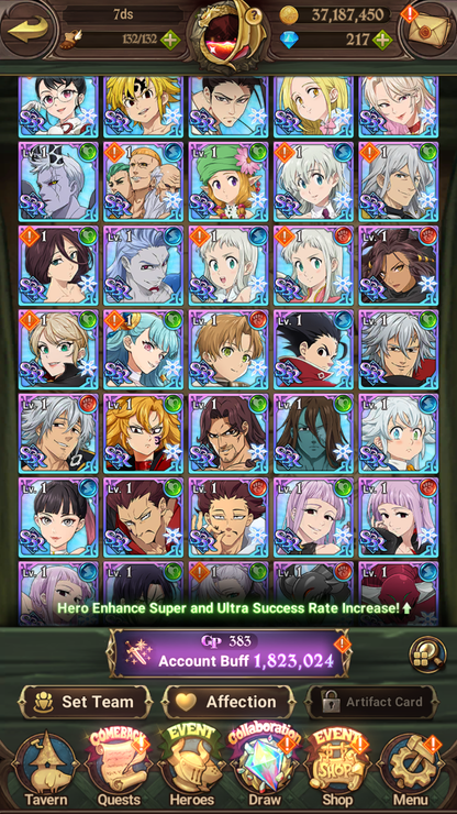 [GLOBAL] 6/6 Transcendent Ban 4/6 Purgatory 6/6 Traitor Meliodas 5/6 Ultimate Escanor Elizabeth++ 7DS Seven Deadly Sins: Grand Cross Resource Starter Account-Mobile Games Starter