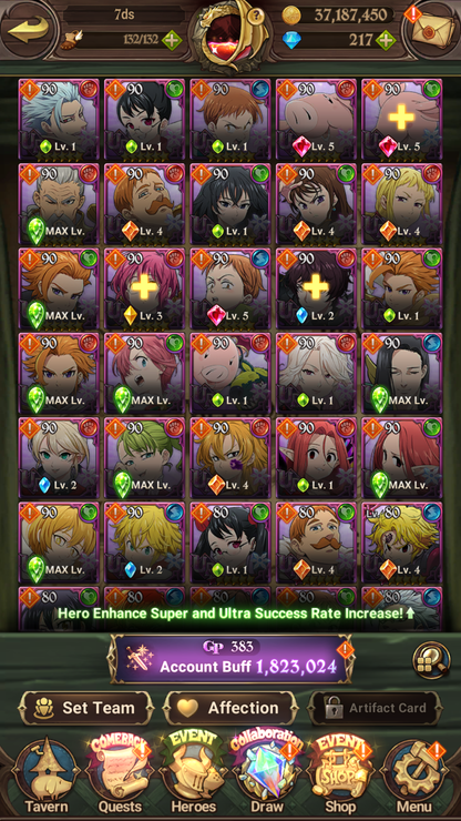 [GLOBAL] 6/6 Transcendent Ban 4/6 Purgatory 6/6 Traitor Meliodas 5/6 Ultimate Escanor Elizabeth++ 7DS Seven Deadly Sins: Grand Cross Resource Starter Account-Mobile Games Starter