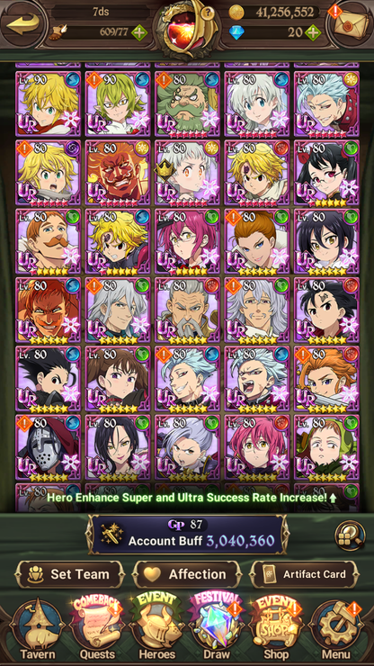 [GLOBAL] 6/6 Transcendent Ban 4/6 Ultimate Escanor 4/6 Elizabeth 4/6 Purgatory Meliodas++ 7DS Seven Deadly Sins: Grand Cross Resource Starter Account-Mobile Games Starter