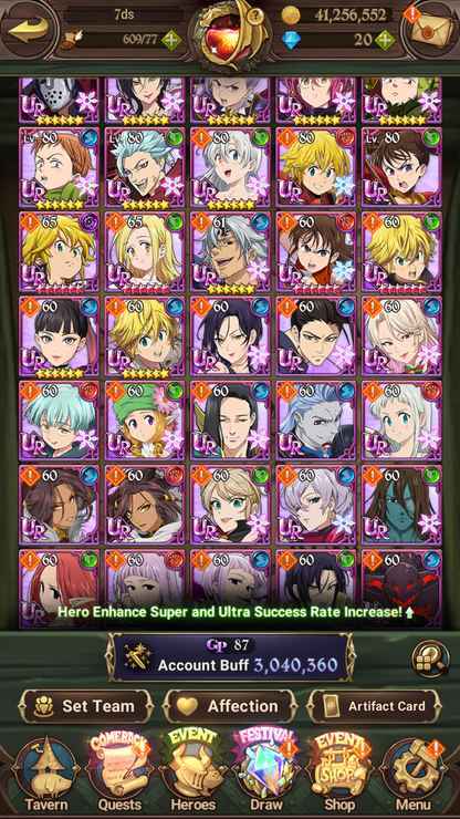 [GLOBAL] 6/6 Transcendent Ban 4/6 Ultimate Escanor 4/6 Elizabeth 4/6 Purgatory Meliodas++ 7DS Seven Deadly Sins: Grand Cross Resource Starter Account-Mobile Games Starter