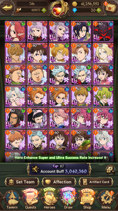 [GLOBAL] 6/6 Transcendent Ban 4/6 Ultimate Escanor 4/6 Elizabeth 4/6 Purgatory Meliodas++ 7DS Seven Deadly Sins: Grand Cross Resource Starter Account-Mobile Games Starter