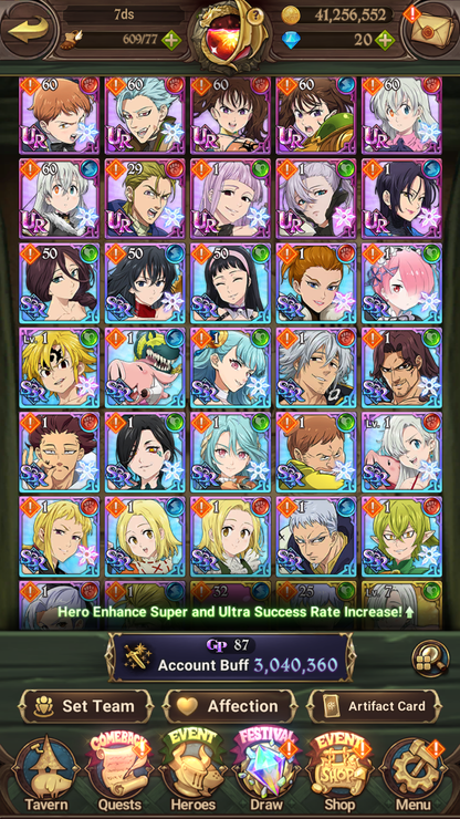 [GLOBAL] 6/6 Transcendent Ban 4/6 Ultimate Escanor 4/6 Elizabeth 4/6 Purgatory Meliodas++ 7DS Seven Deadly Sins: Grand Cross Resource Starter Account-Mobile Games Starter