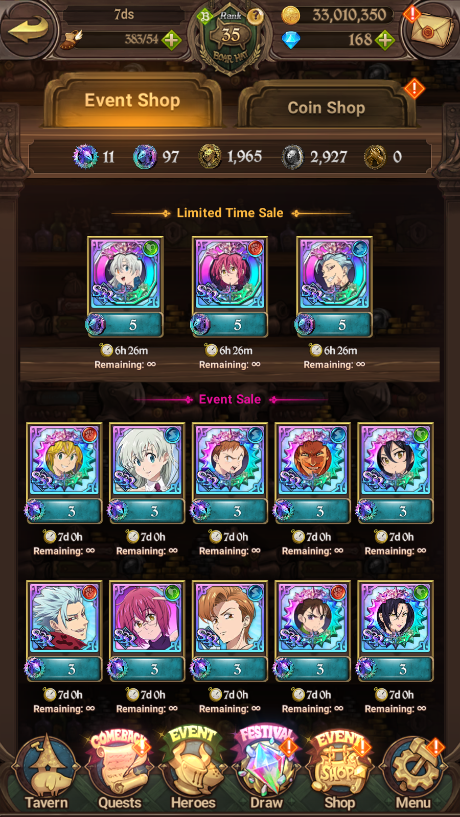 [GLOBAL] 6/6 Transcendent Ban 4/6 Ultimate Escanor 5/6 Elizabeth 5/6 Purgatory Meliodas Overlord Collab++ 7DS Seven Deadly Sins: Grand Cross Resource Starter Account-Mobile Games Starter