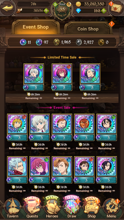 [GLOBAL] 6/6 Transcendent Ban 4/6 Ultimate Escanor 5/6 Elizabeth 5/6 Purgatory Meliodas Overlord Collab++ 7DS Seven Deadly Sins: Grand Cross Resource Starter Account-Mobile Games Starter