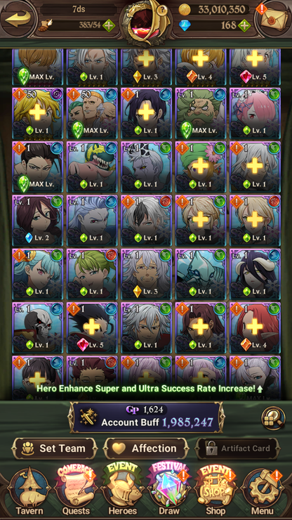 [GLOBAL] 6/6 Transcendent Ban 4/6 Ultimate Escanor 5/6 Elizabeth 5/6 Purgatory Meliodas Overlord Collab++ 7DS Seven Deadly Sins: Grand Cross Resource Starter Account-Mobile Games Starter
