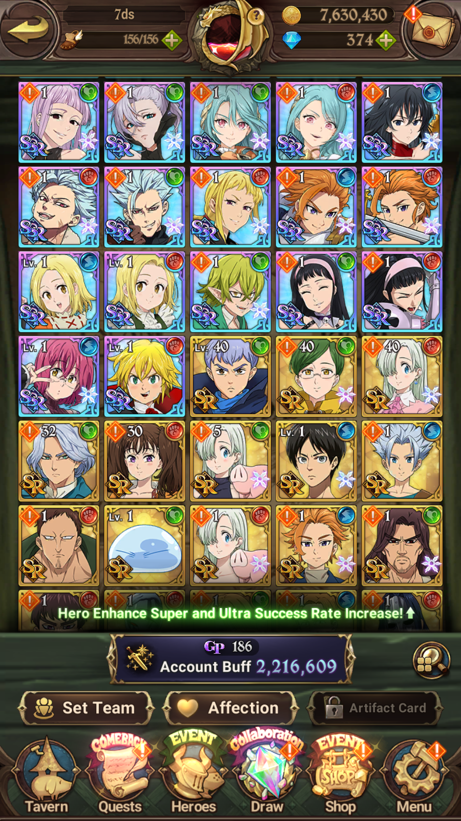 [GLOBAL] 6/6 Transcendent Ban 4/6 Ultimate Escanor Elizabeth 4/6 Purgatory Meliodas+198SSR tickets+ 7DS Seven Deadly Sins: Grand Cross Resource Starter Account-Mobile Games Starter