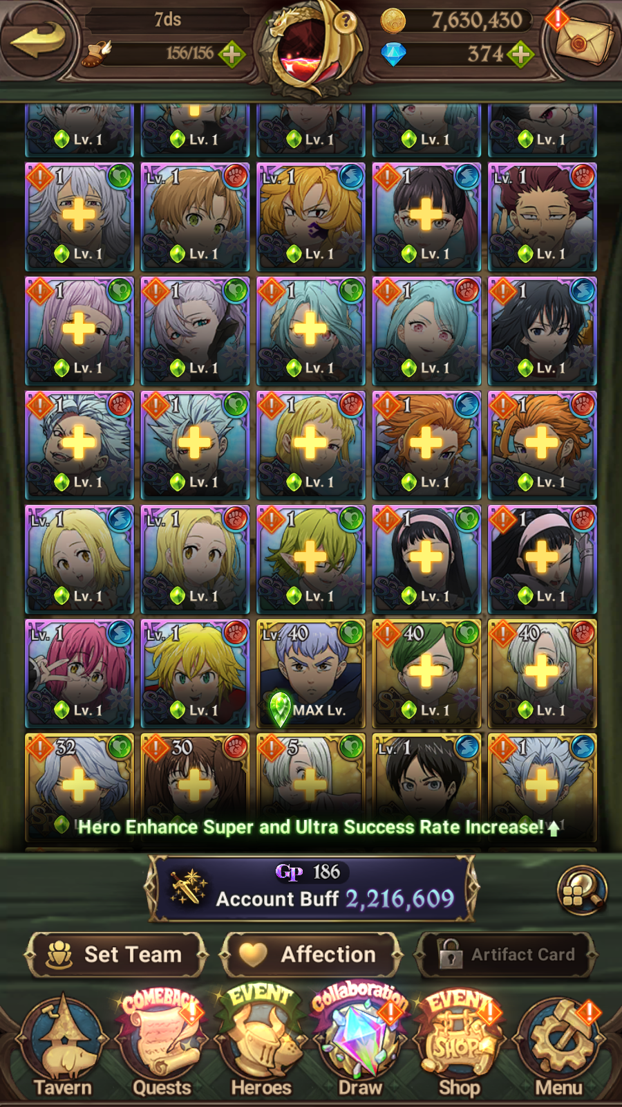 [GLOBAL] 6/6 Transcendent Ban 4/6 Ultimate Escanor Elizabeth 4/6 Purgatory Meliodas+198SSR tickets+ 7DS Seven Deadly Sins: Grand Cross Resource Starter Account-Mobile Games Starter