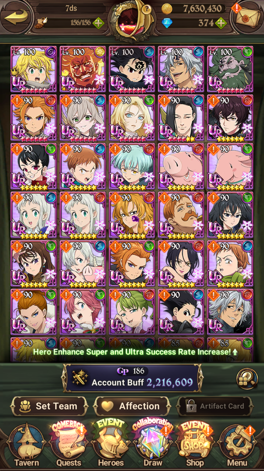 [GLOBAL] 6/6 Transcendent Ban 4/6 Ultimate Escanor Elizabeth 4/6 Purgatory Meliodas+198SSR tickets+ 7DS Seven Deadly Sins: Grand Cross Resource Starter Account-Mobile Games Starter