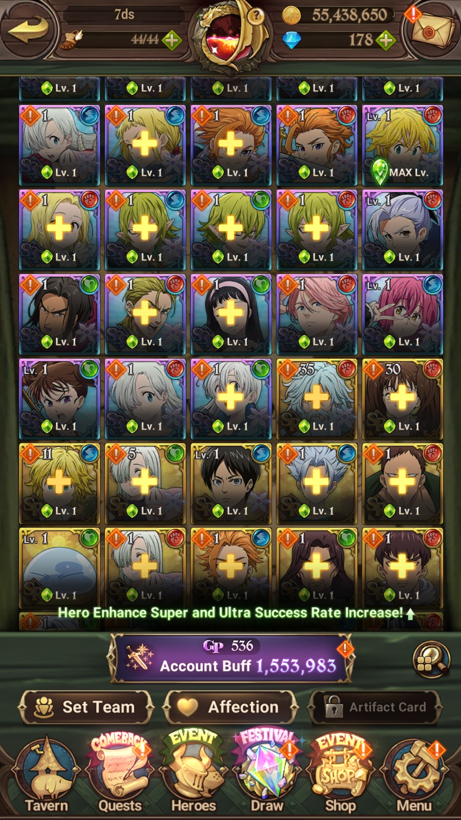 [GLOBAL] 6/6 Transcendent Ban 5/6 Ultimate Escanor 6/6 Elizabeth 6/6 Purgatory Meliodas++ 7DS Seven Deadly Sins: Grand Cross Resource Starter Account-Mobile Games Starter