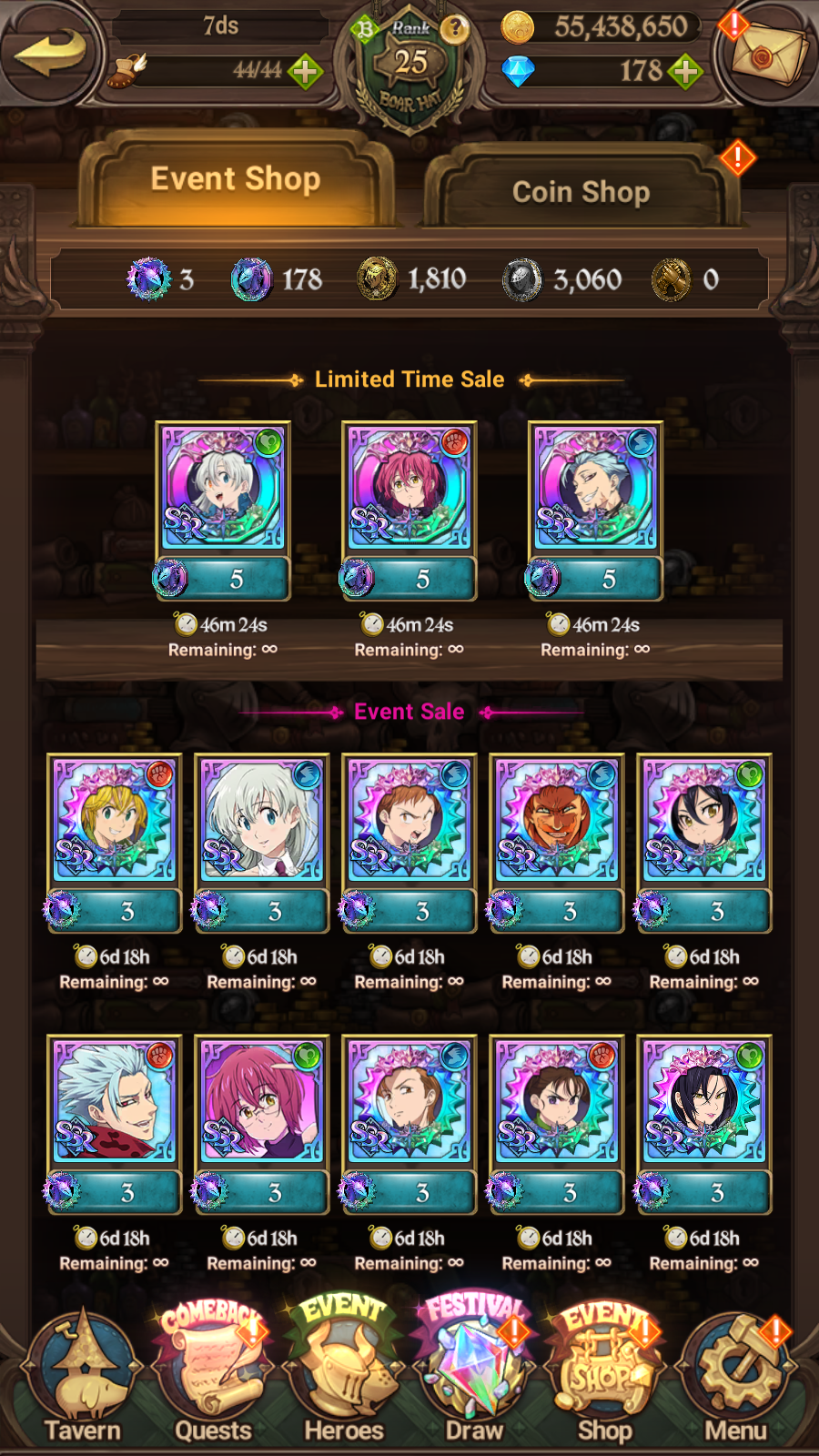 [GLOBAL] 6/6 Transcendent Ban 5/6 Ultimate Escanor 6/6 Elizabeth 6/6 Purgatory Meliodas++ 7DS Seven Deadly Sins: Grand Cross Resource Starter Account-Mobile Games Starter