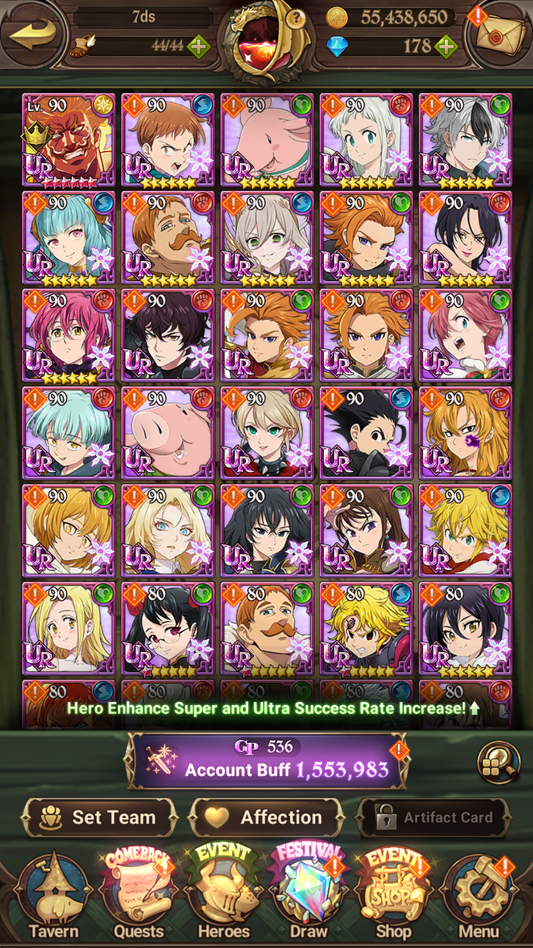 [GLOBAL] 6/6 Transcendent Ban 5/6 Ultimate Escanor 6/6 Elizabeth 6/6 Purgatory Meliodas++ 7DS Seven Deadly Sins: Grand Cross Resource Starter Account-Mobile Games Starter
