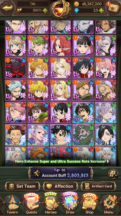 [GLOBAL] 6/6 Transcendent Ban 6/6 Traitor Meliodas++ 7DS Seven Deadly Sins: Grand Cross Resource Starter Account-Mobile Games Starter
