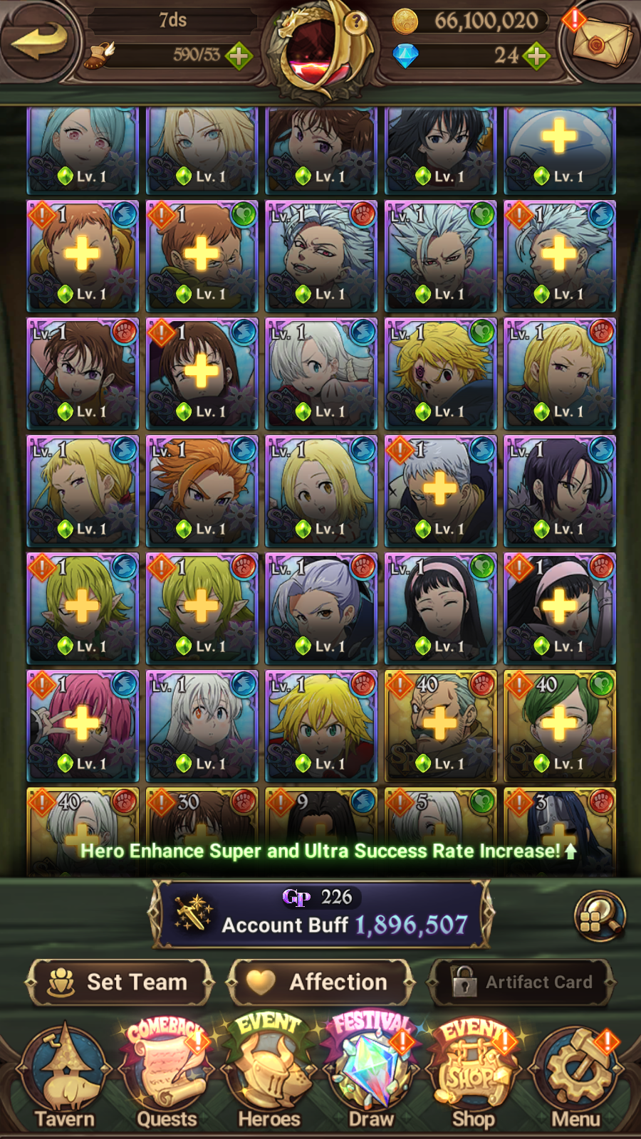 [GLOBAL] 6/6 Ultimate Escanor 6/6 Elizabeth Traitor Purgatory Meliodas Transcendent Ban++ 7DS Seven Deadly Sins: Grand Cross Resource Starter Account-Mobile Games Starter