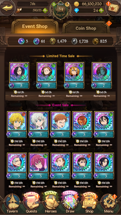 [GLOBAL] 6/6 Ultimate Escanor 6/6 Elizabeth Traitor Purgatory Meliodas Transcendent Ban++ 7DS Seven Deadly Sins: Grand Cross Resource Starter Account-Mobile Games Starter