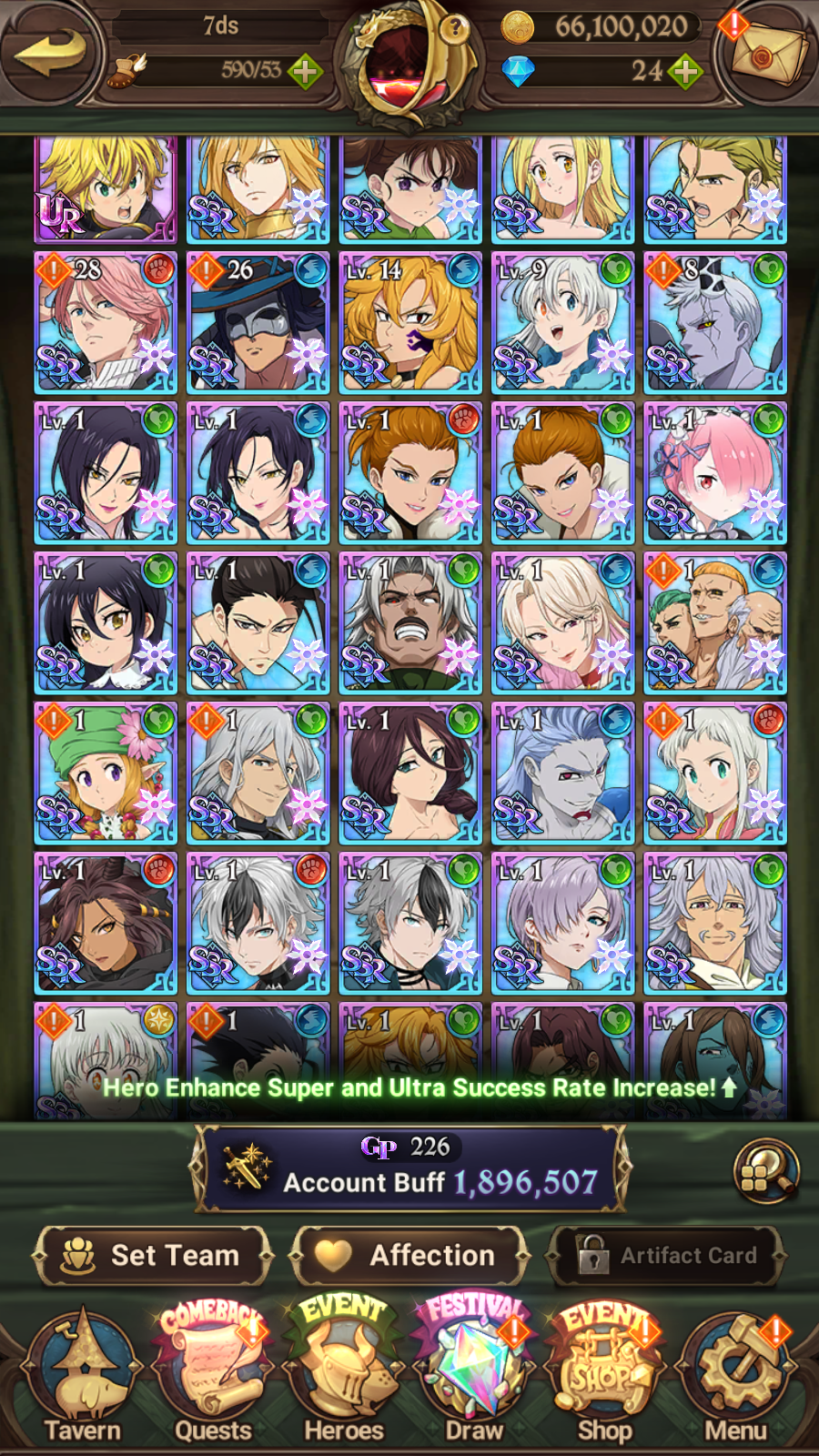 [GLOBAL] 6/6 Ultimate Escanor 6/6 Elizabeth Traitor Purgatory Meliodas Transcendent Ban++ 7DS Seven Deadly Sins: Grand Cross Resource Starter Account-Mobile Games Starter