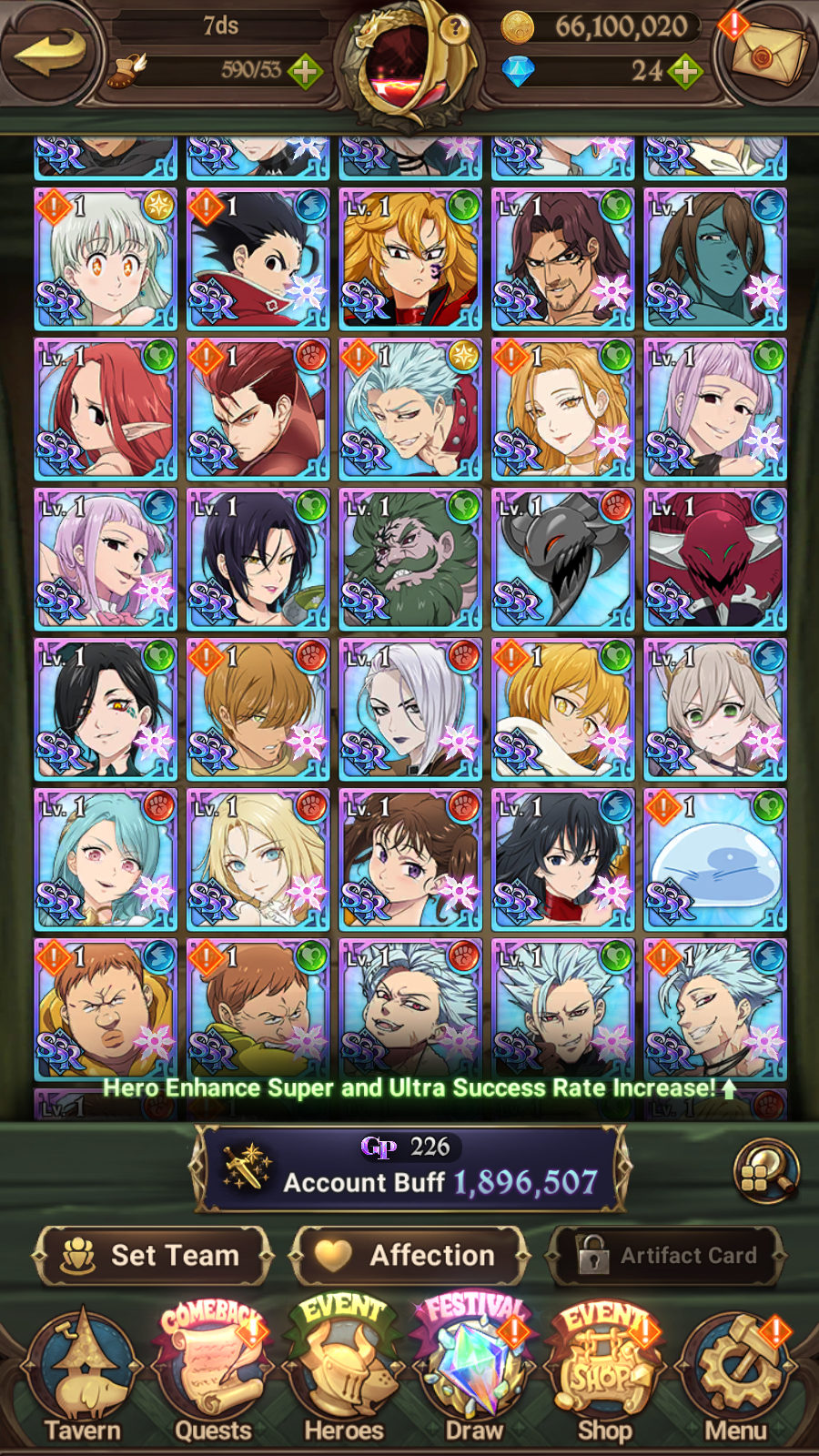 [GLOBAL] 6/6 Ultimate Escanor 6/6 Elizabeth Traitor Purgatory Meliodas Transcendent Ban++ 7DS Seven Deadly Sins: Grand Cross Resource Starter Account-Mobile Games Starter