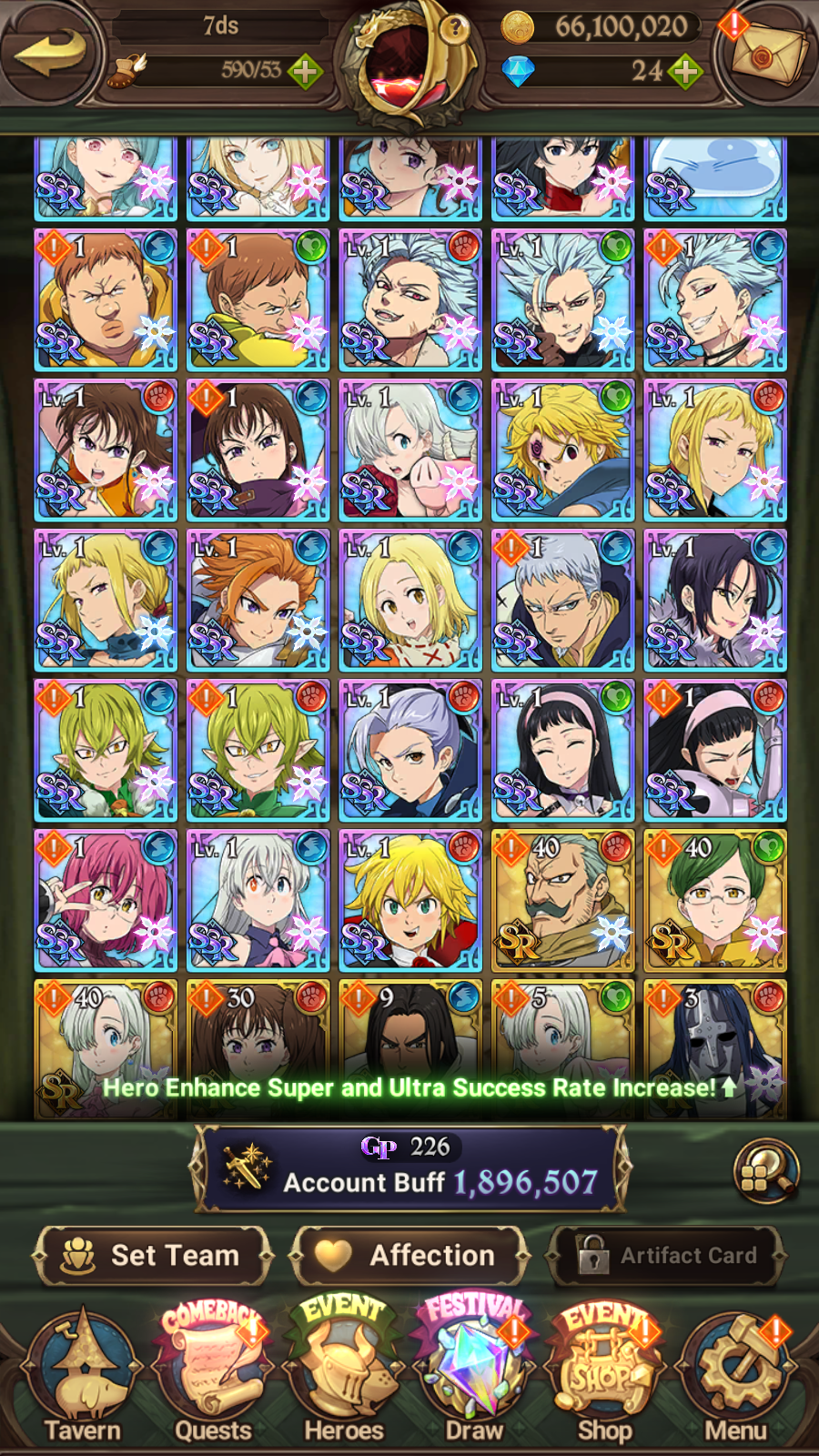 [GLOBAL] 6/6 Ultimate Escanor 6/6 Elizabeth Traitor Purgatory Meliodas Transcendent Ban++ 7DS Seven Deadly Sins: Grand Cross Resource Starter Account-Mobile Games Starter