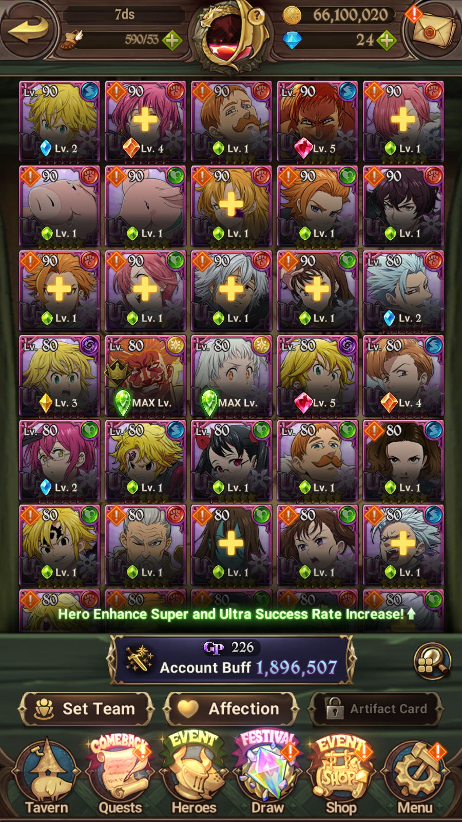 [GLOBAL] 6/6 Ultimate Escanor 6/6 Elizabeth Traitor Purgatory Meliodas Transcendent Ban++ 7DS Seven Deadly Sins: Grand Cross Resource Starter Account-Mobile Games Starter