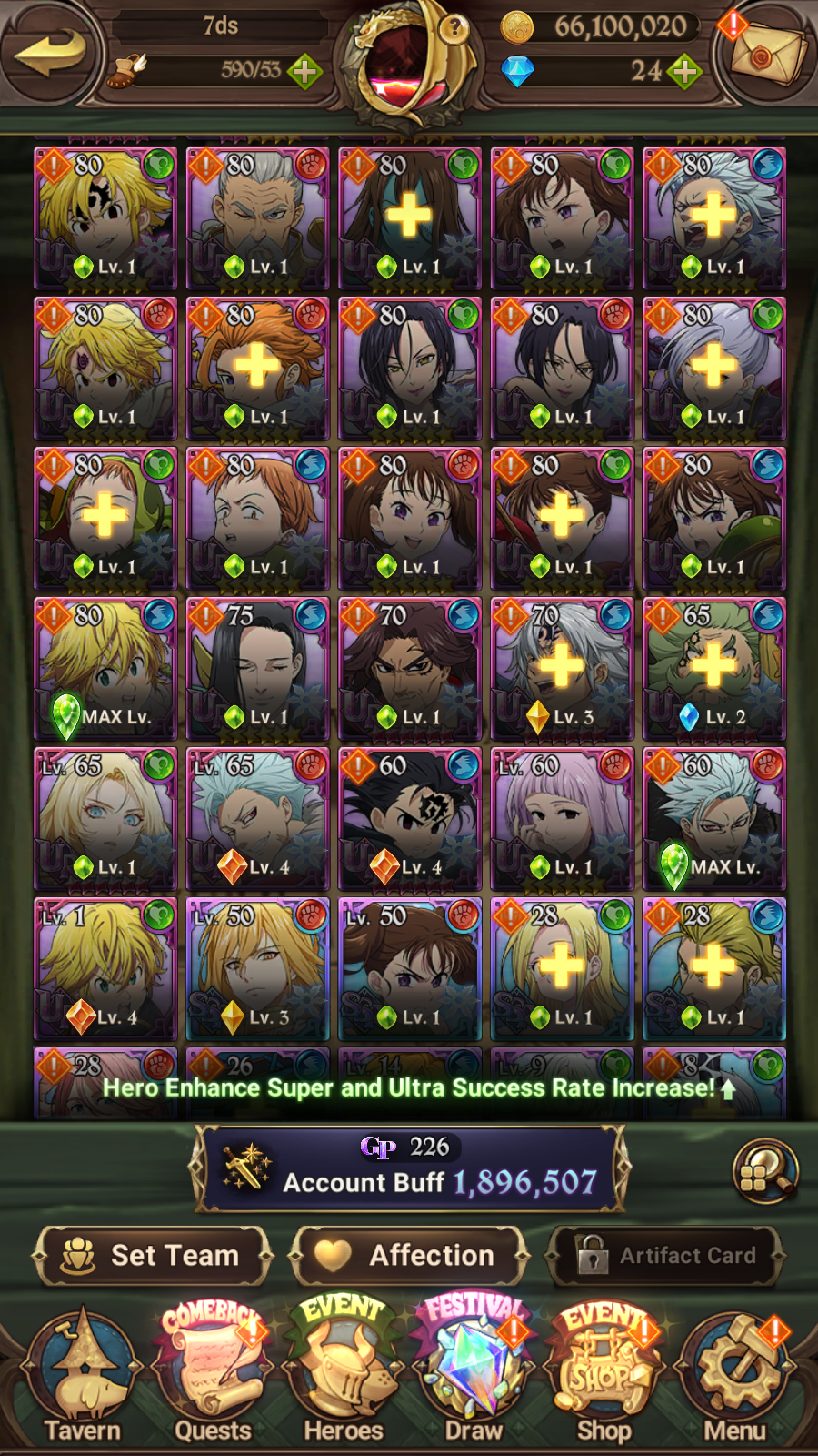 [GLOBAL] 6/6 Ultimate Escanor 6/6 Elizabeth Traitor Purgatory Meliodas Transcendent Ban++ 7DS Seven Deadly Sins: Grand Cross Resource Starter Account-Mobile Games Starter