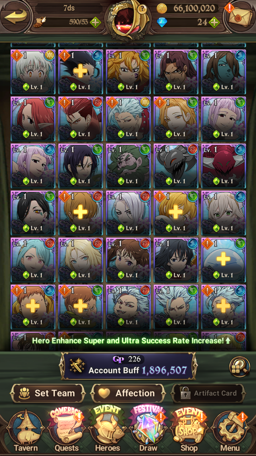 [GLOBAL] 6/6 Ultimate Escanor 6/6 Elizabeth Traitor Purgatory Meliodas Transcendent Ban++ 7DS Seven Deadly Sins: Grand Cross Resource Starter Account-Mobile Games Starter