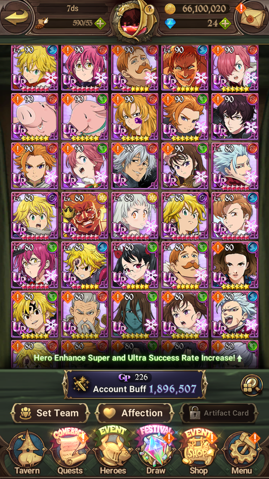 [GLOBAL] 6/6 Ultimate Escanor 6/6 Elizabeth Traitor Purgatory Meliodas Transcendent Ban++ 7DS Seven Deadly Sins: Grand Cross Resource Starter Account-Mobile Games Starter