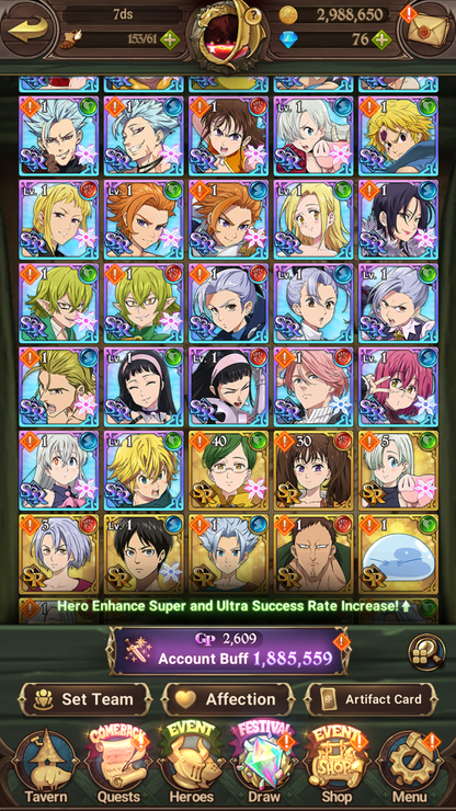 [GLOBAL] 6/6 Ultimate Escanor 6/6 Purgatory Meliodas++ 7DS Seven Deadly Sins: Grand Cross Resource Starter Account-Mobile Games Starter