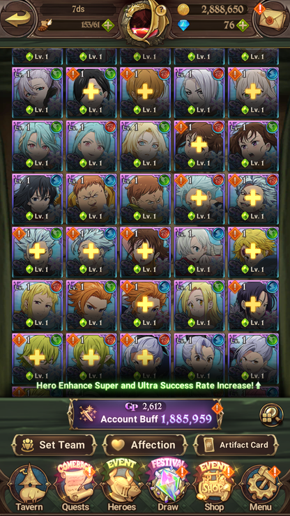 [GLOBAL] 6/6 Ultimate Escanor 6/6 Purgatory Meliodas++ 7DS Seven Deadly Sins: Grand Cross Resource Starter Account-Mobile Games Starter
