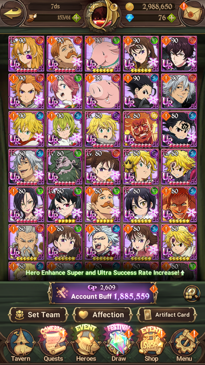 [GLOBAL] 6/6 Ultimate Escanor 6/6 Purgatory Meliodas++ 7DS Seven Deadly Sins: Grand Cross Resource Starter Account-Mobile Games Starter