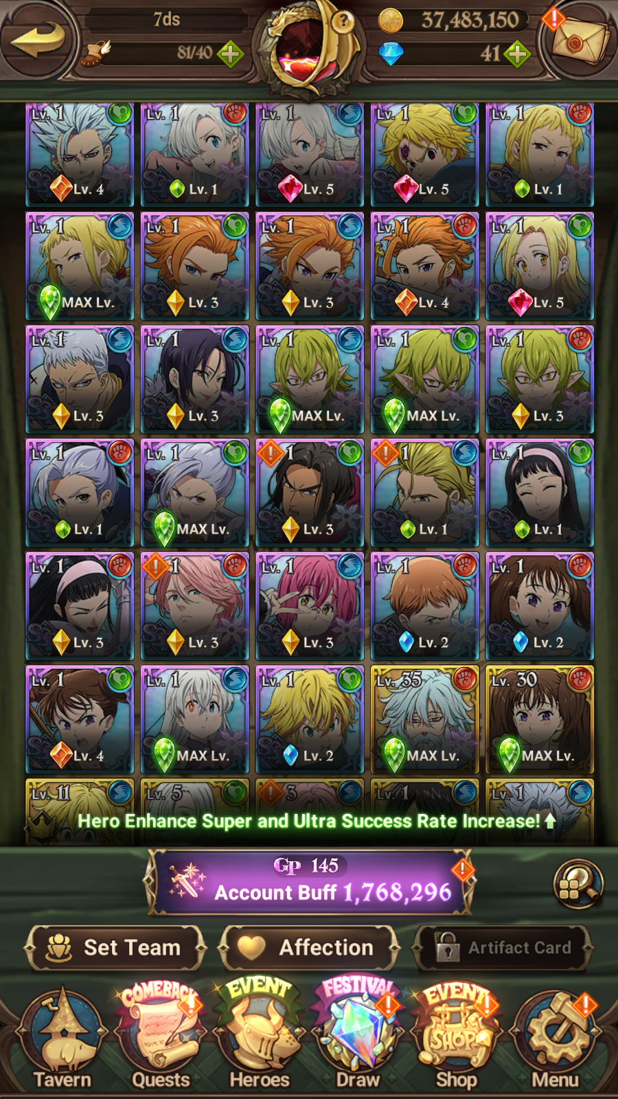 [GLOBAL] 6/6 Ultimate Escanor 6/6 Traitor Meliodas 6/6 Purgatory Meliodas 6/6 Elizabeth++ 7DS Seven Deadly Sins: Grand Cross Resource Starter Account-Mobile Games Starter