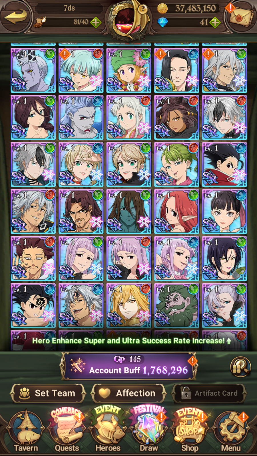 [GLOBAL] 6/6 Ultimate Escanor 6/6 Traitor Meliodas 6/6 Purgatory Meliodas 6/6 Elizabeth++ 7DS Seven Deadly Sins: Grand Cross Resource Starter Account-Mobile Games Starter
