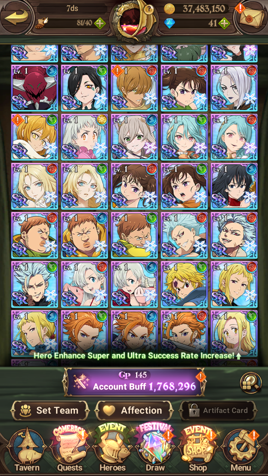 [GLOBAL] 6/6 Ultimate Escanor 6/6 Traitor Meliodas 6/6 Purgatory Meliodas 6/6 Elizabeth++ 7DS Seven Deadly Sins: Grand Cross Resource Starter Account-Mobile Games Starter
