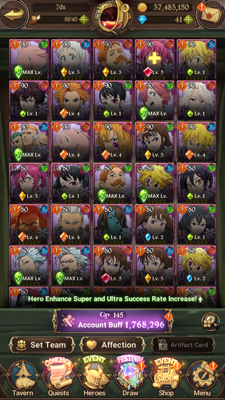 [GLOBAL] 6/6 Ultimate Escanor 6/6 Traitor Meliodas 6/6 Purgatory Meliodas 6/6 Elizabeth++ 7DS Seven Deadly Sins: Grand Cross Resource Starter Account-Mobile Games Starter