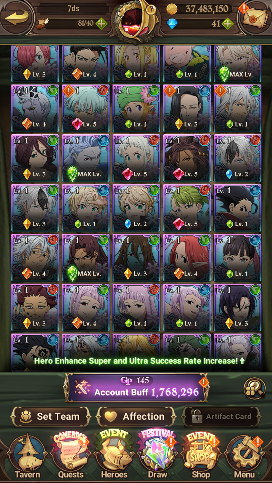 [GLOBAL] 6/6 Ultimate Escanor 6/6 Traitor Meliodas 6/6 Purgatory Meliodas 6/6 Elizabeth++ 7DS Seven Deadly Sins: Grand Cross Resource Starter Account-Mobile Games Starter