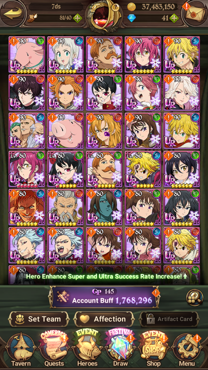 [GLOBAL] 6/6 Ultimate Escanor 6/6 Traitor Meliodas 6/6 Purgatory Meliodas 6/6 Elizabeth++ 7DS Seven Deadly Sins: Grand Cross Resource Starter Account-Mobile Games Starter