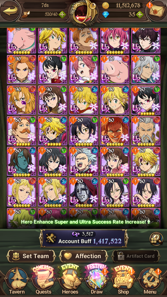 [GLOBAL] 6/6 Ultimate Escanor 7DS Seven Deadly Sins: Grand Cross Resource Starter Account #5-Mobile Games Starter