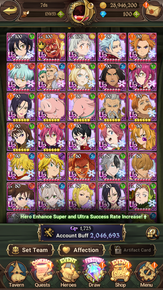 [GLOBAL] 6/6 Ultimate Escanor 7DS Seven Deadly Sins: Grand Cross Resource Starter Account #6-Mobile Games Starter