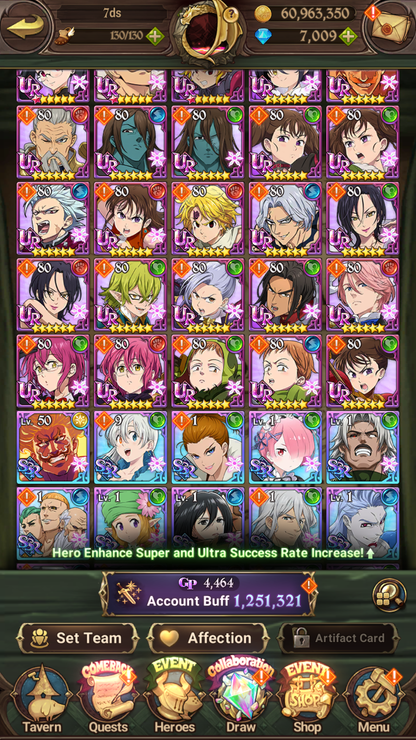 [GLOBAL] 7000 diamonds + 190 SSR tickets + Ultimate Escanor++ 7DS Seven Deadly Sins: Grand Cross Resource Starter Account-Mobile Games Starter
